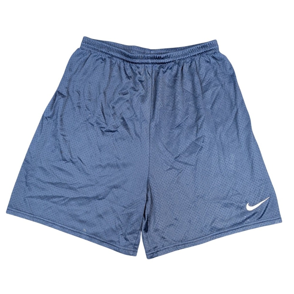 Nike Mens Mesh Athletic Shorts Navy Blue Swoosh Logo Size Medium Vintage Style